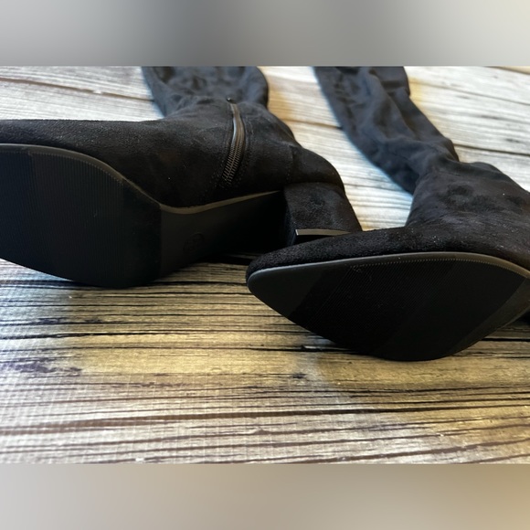 Black Suede Over The Knee Boots - Picture 2 of 4